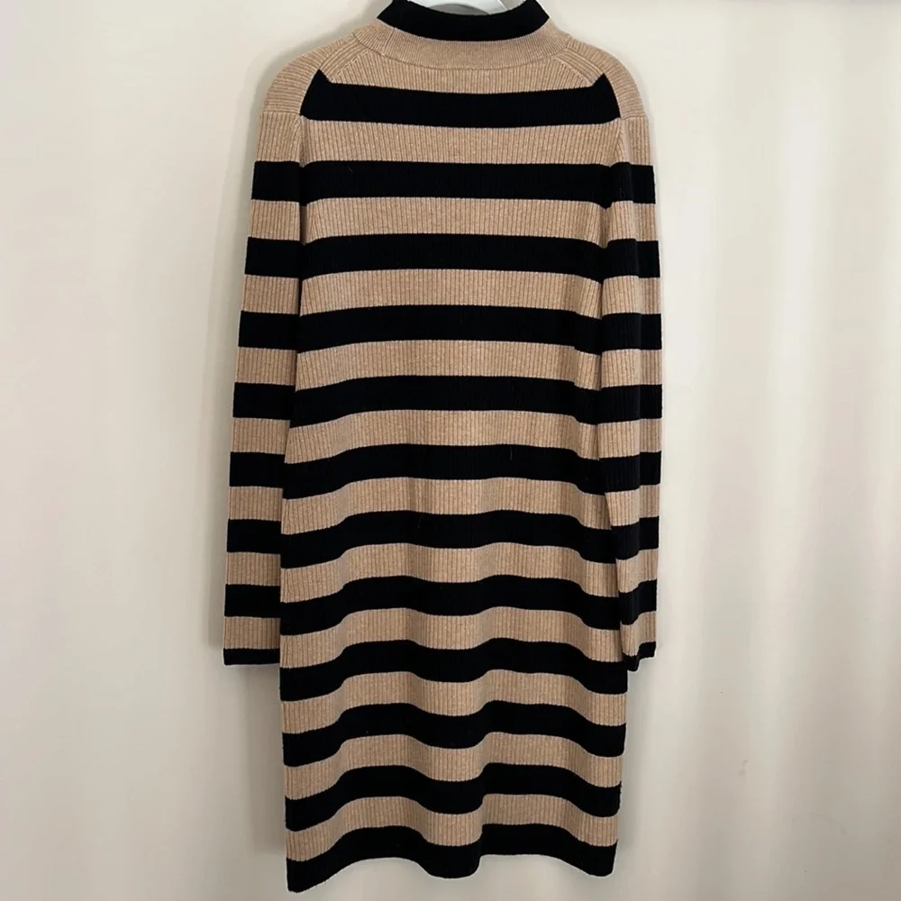 J Crew Stripe Turtleneck Mini Wool Knit Sweater dress size large